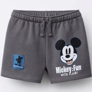 Zara Disney Mickey Gray Kids Shorts Size 5 Nwt